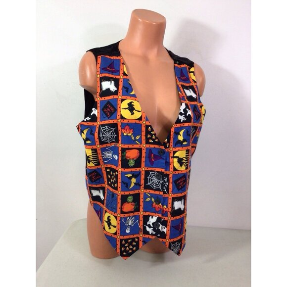 Vintage Halloween Vest Witches Pumpkins Ghosts Womens Large - Picture 4 of 8